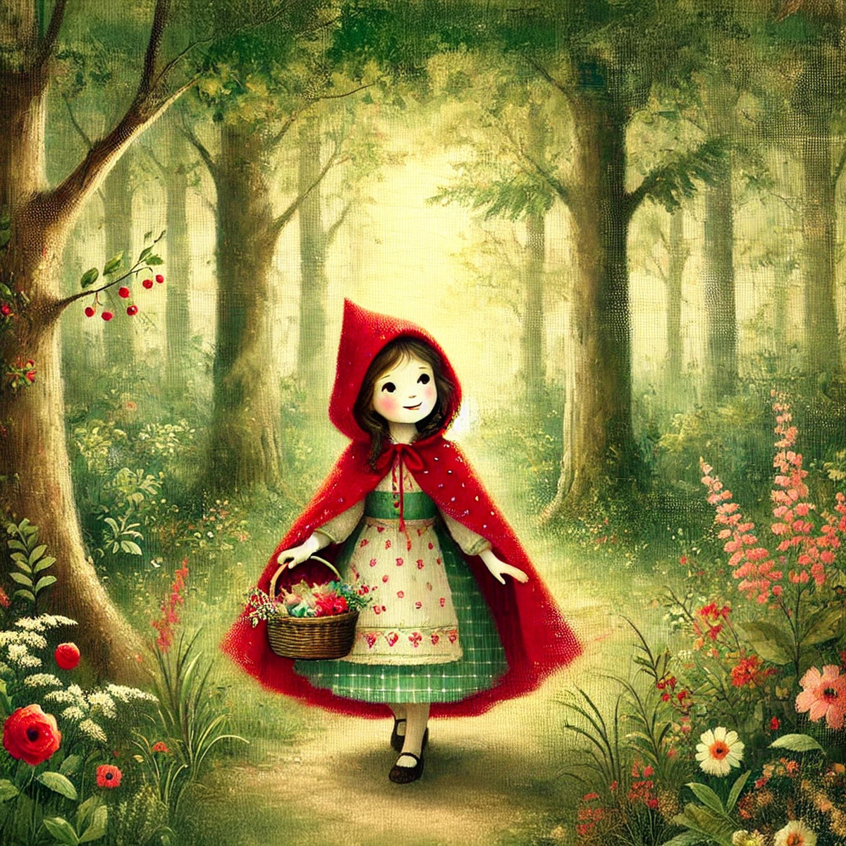 Little Red Riding Hood Print, Vintage Fairy Tale Nursery Art (Digital Download)