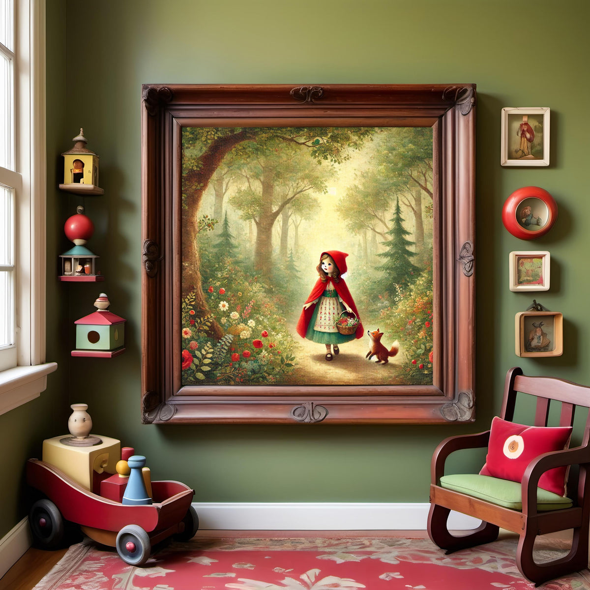 Little Red Riding Hood Vintage Art Print, Whimsical Nursery Decor (Printable Download)
