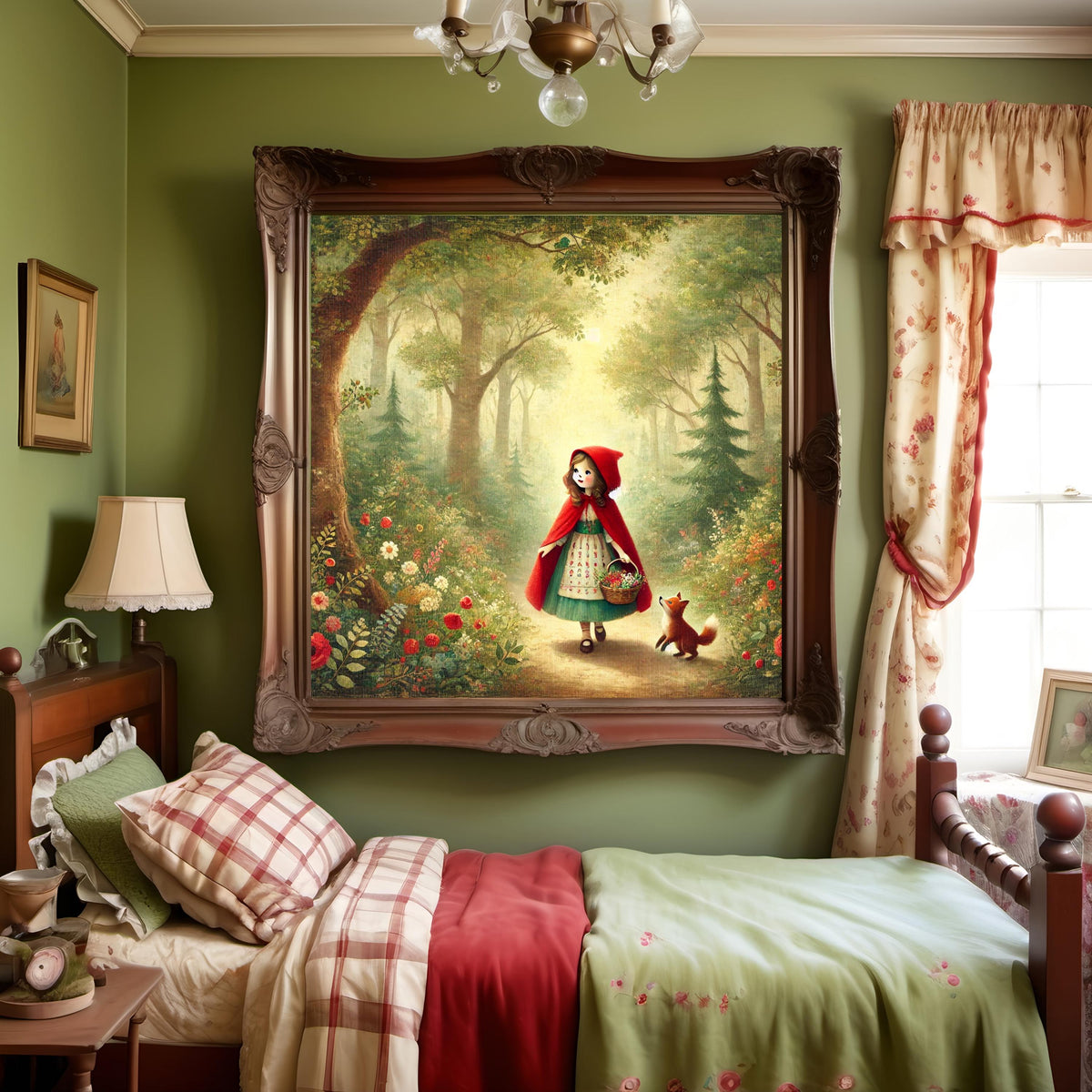 Little Red Riding Hood Vintage Art Print, Whimsical Nursery Decor (Printable Download)