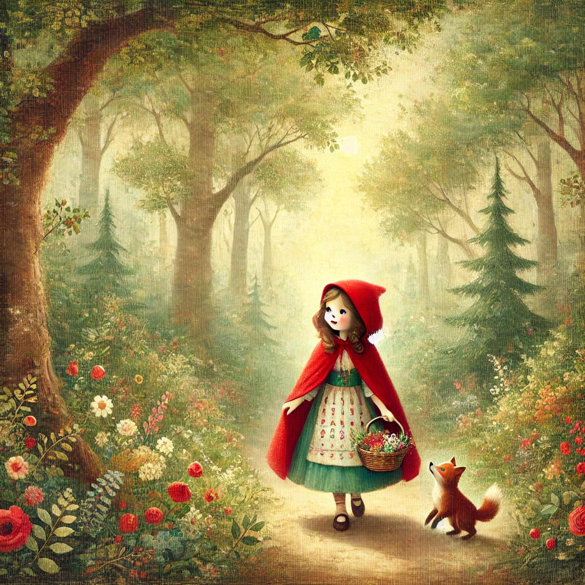 Little Red Riding Hood Vintage Art Print, Whimsical Nursery Decor (Printable Download)