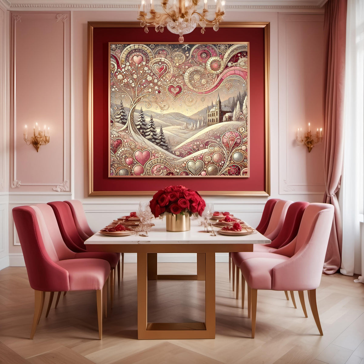 Klimt Valentine Art Print: Romantic Winter Landscape (Digital Download) 2