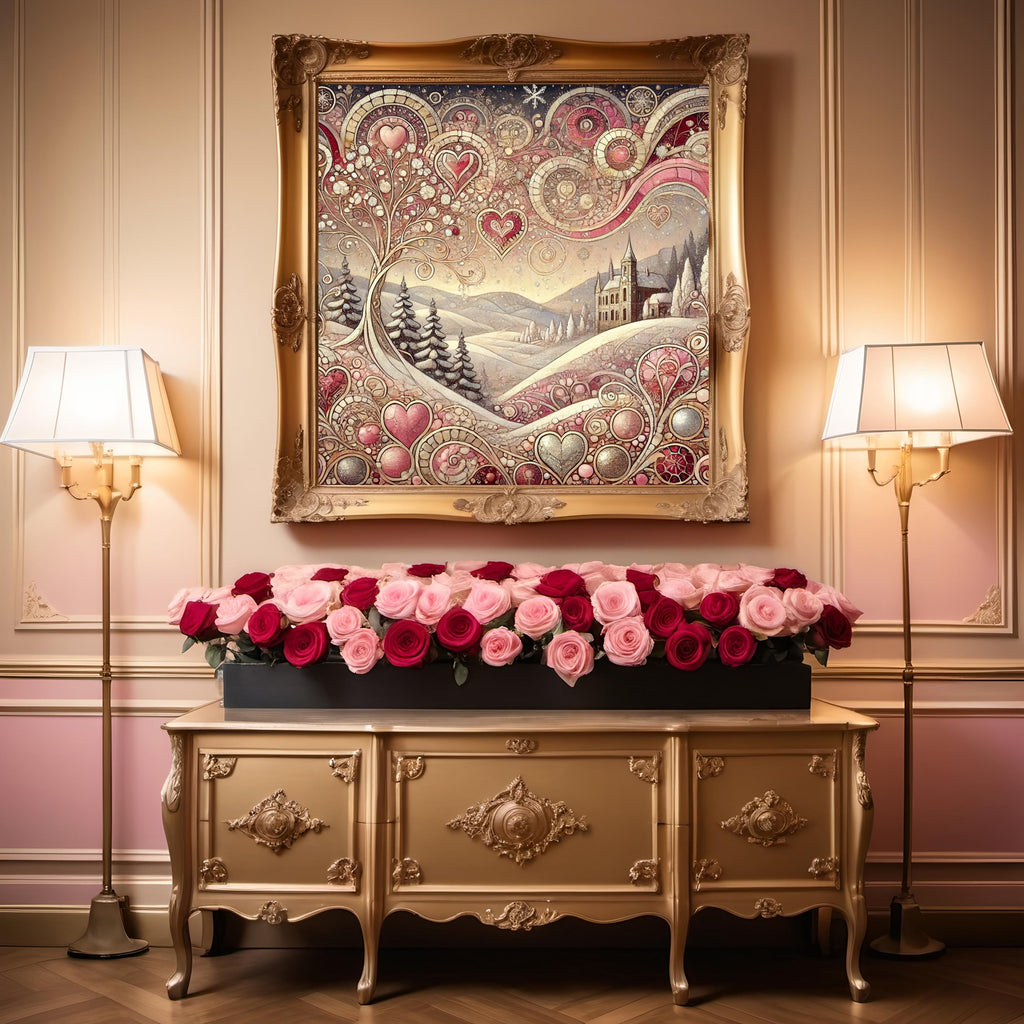 Klimt Valentine Art Print: Romantic Winter Landscape (Digital Download) 2