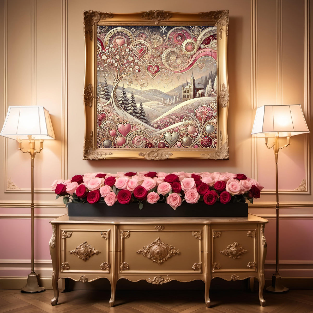 Klimt Valentine Art Print: Romantic Winter Landscape (Digital Download) 2