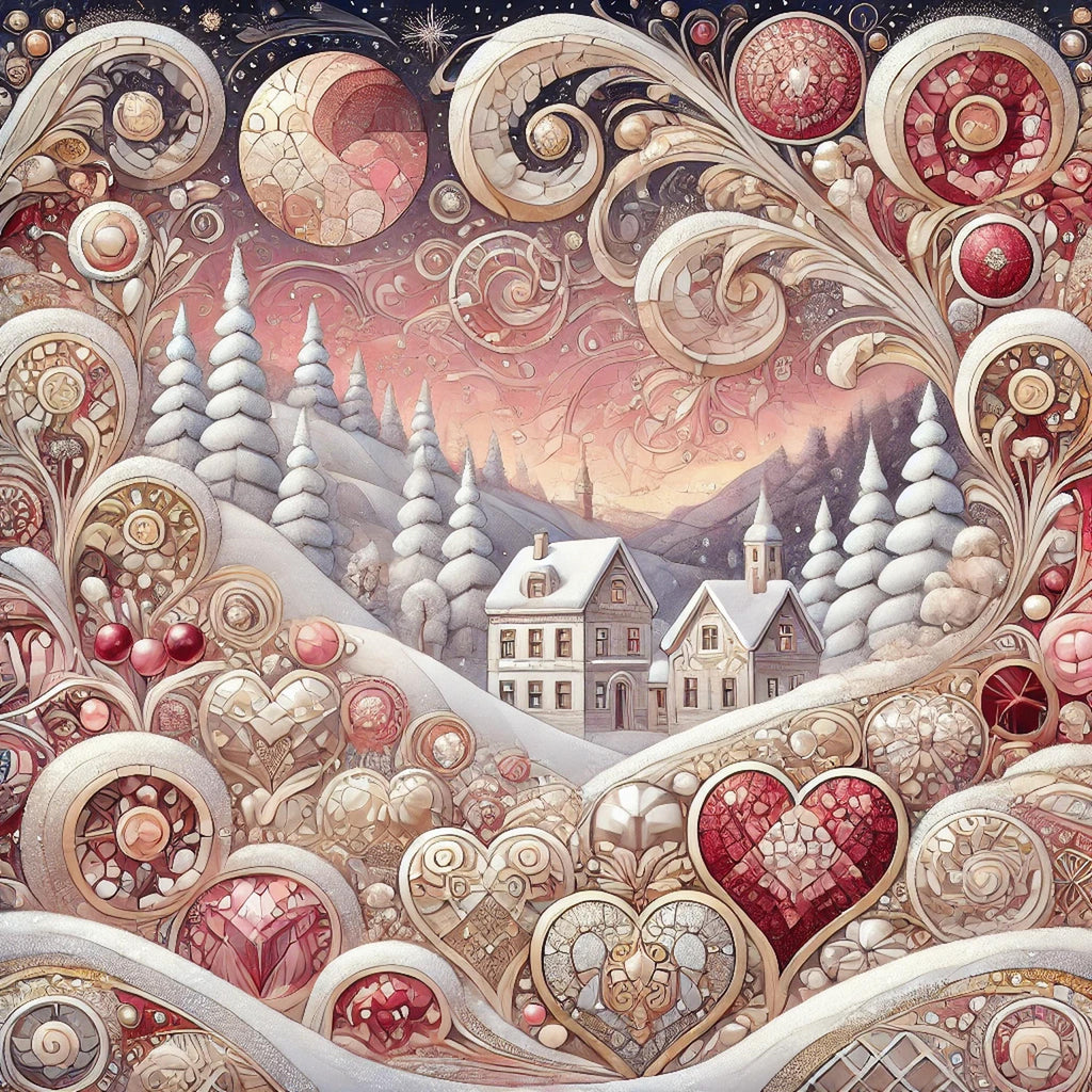 Klimt Valentine Art Print: Romantic Winter Landscape (Digital Download)
