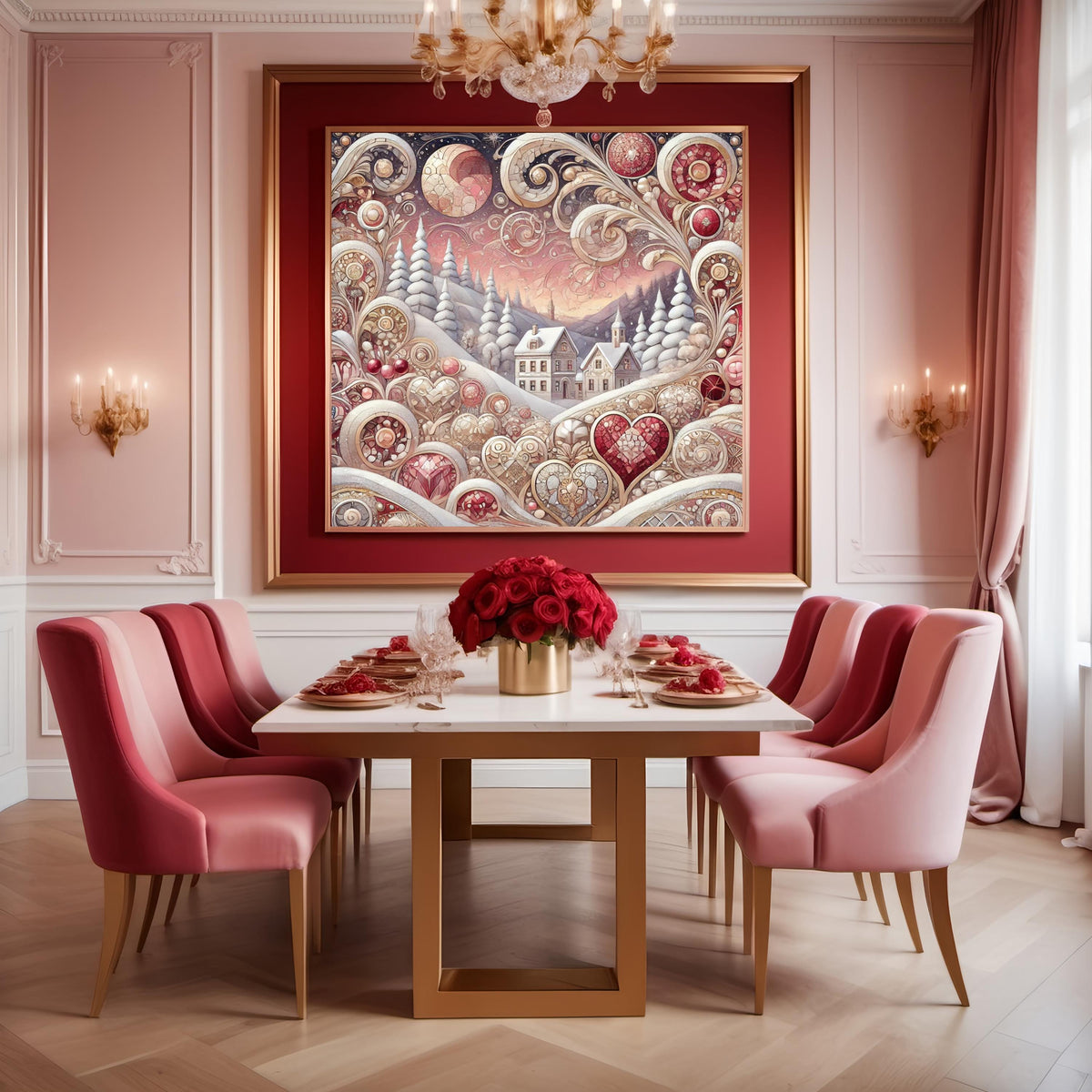 Klimt Valentine Art Print: Romantic Winter Landscape (Digital Download)