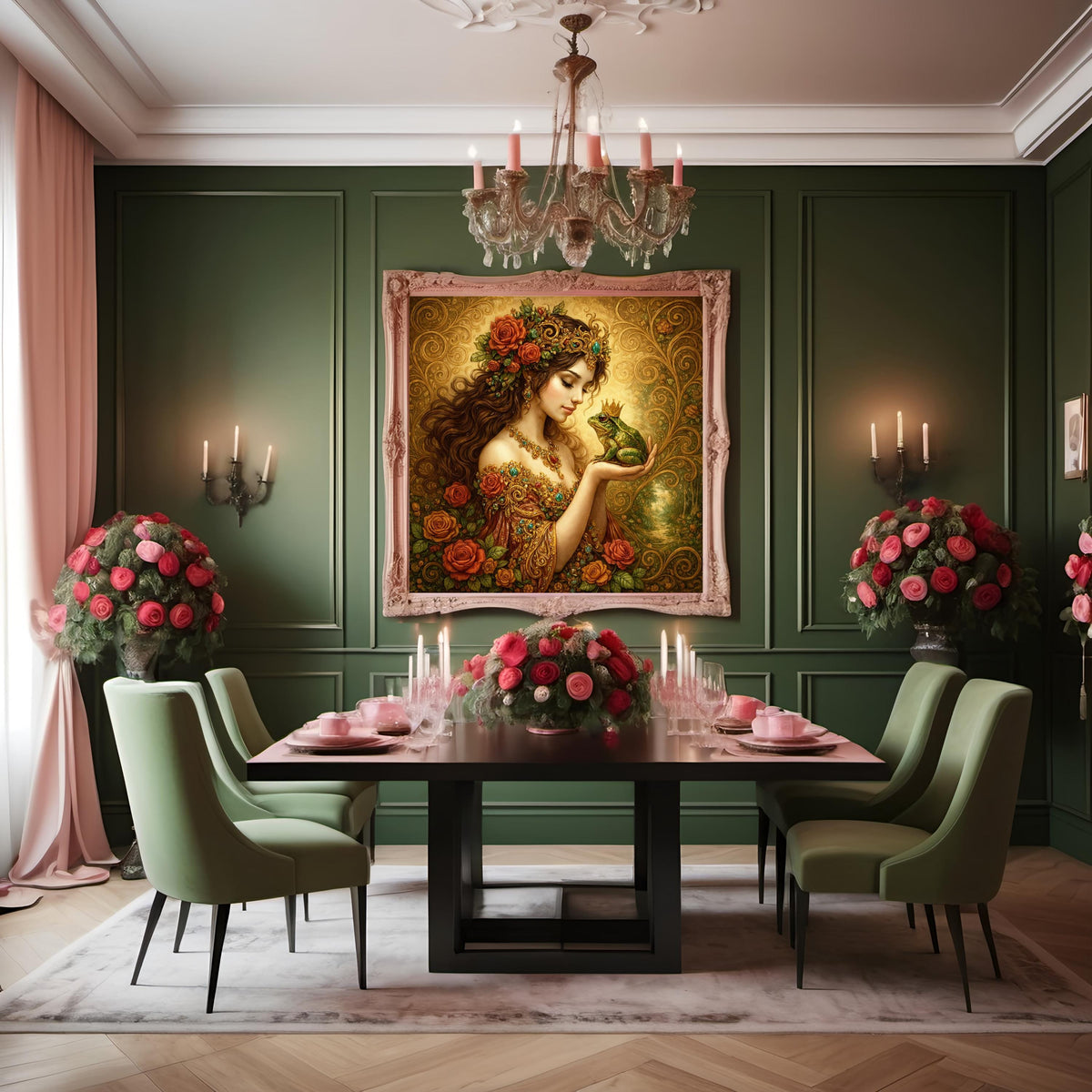 Frog Prince Art Nouveau Print: Fairy Tale Maiden, Romantic Fantasy (Digital Download)