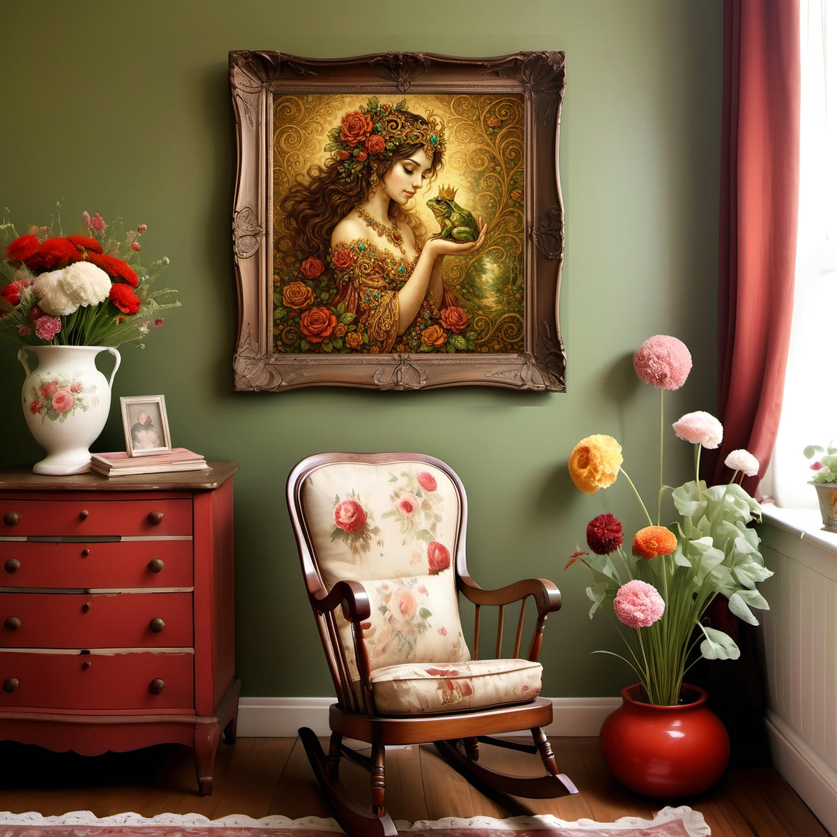 Frog Prince Art Nouveau Print: Fairy Tale Maiden, Romantic Fantasy (Digital Download)