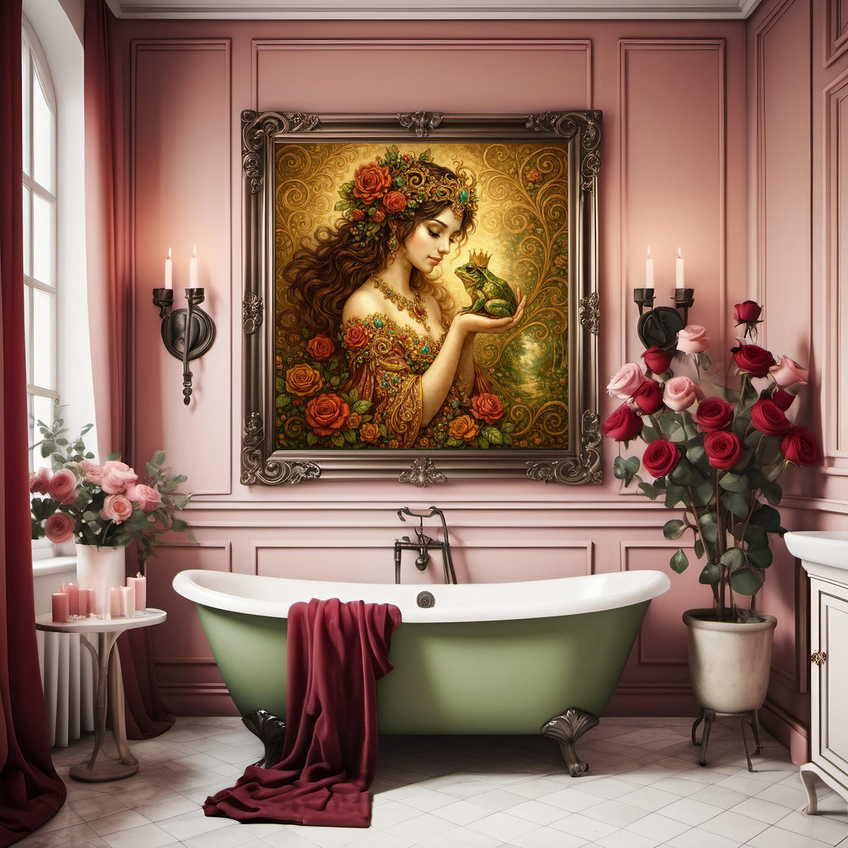Frog Prince Art Nouveau Print: Fairy Tale Maiden, Romantic Fantasy (Digital Download)