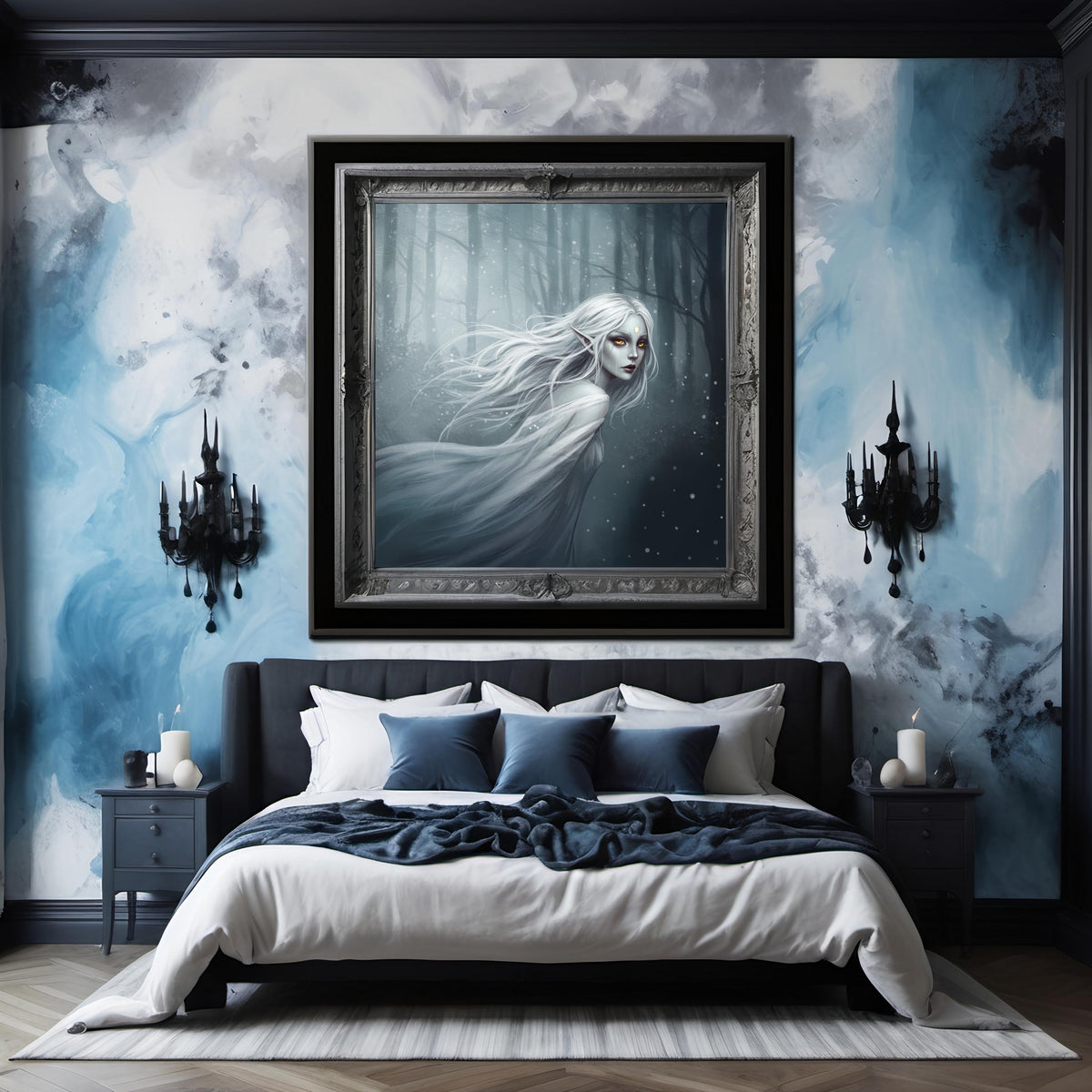 Ethereal Banshee Art Print: Dark Fantasy Celtic Spirit Woman Grey Silver Digital Art Download