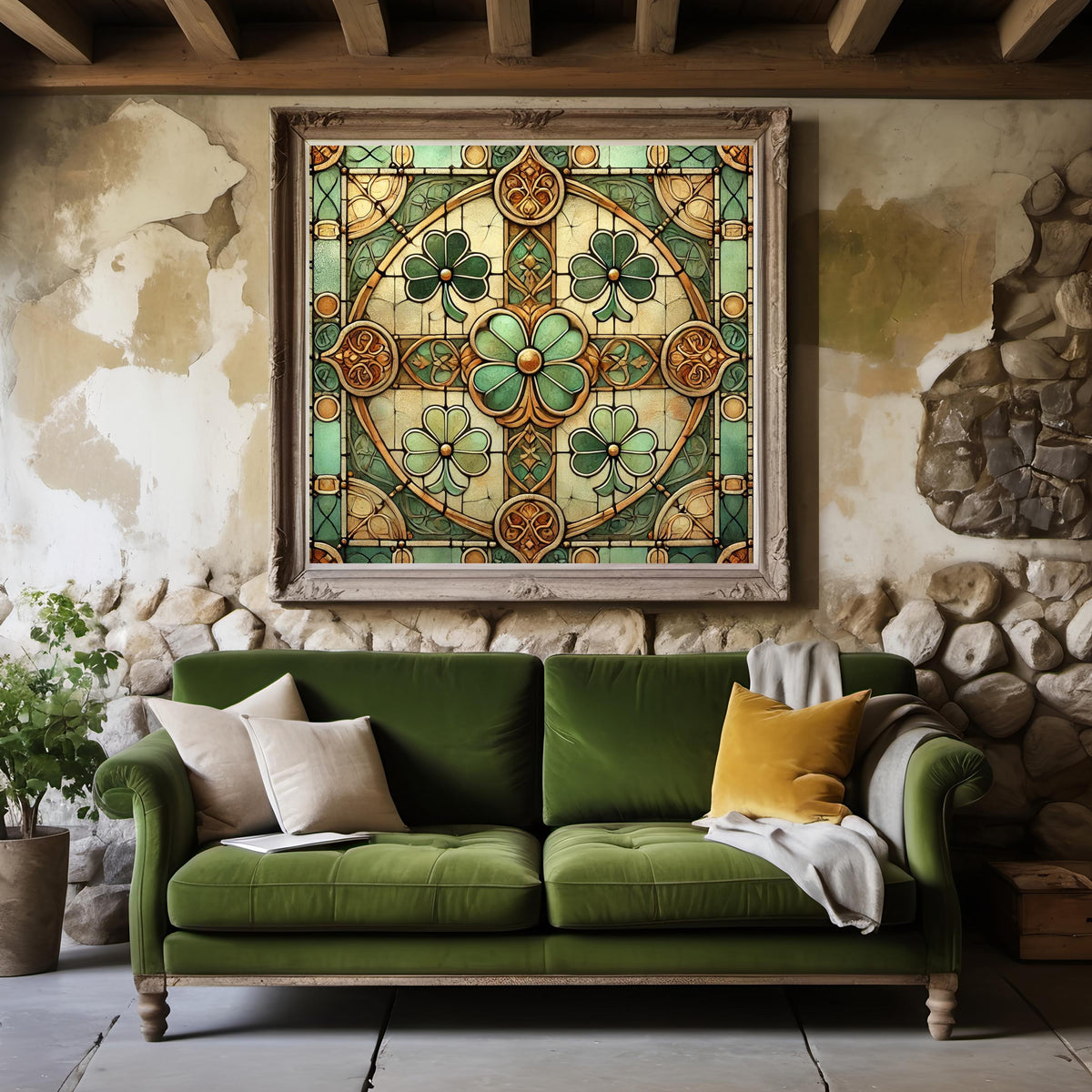 Celtic Shamrock Cross: Stained Glass Art (Digital Download)