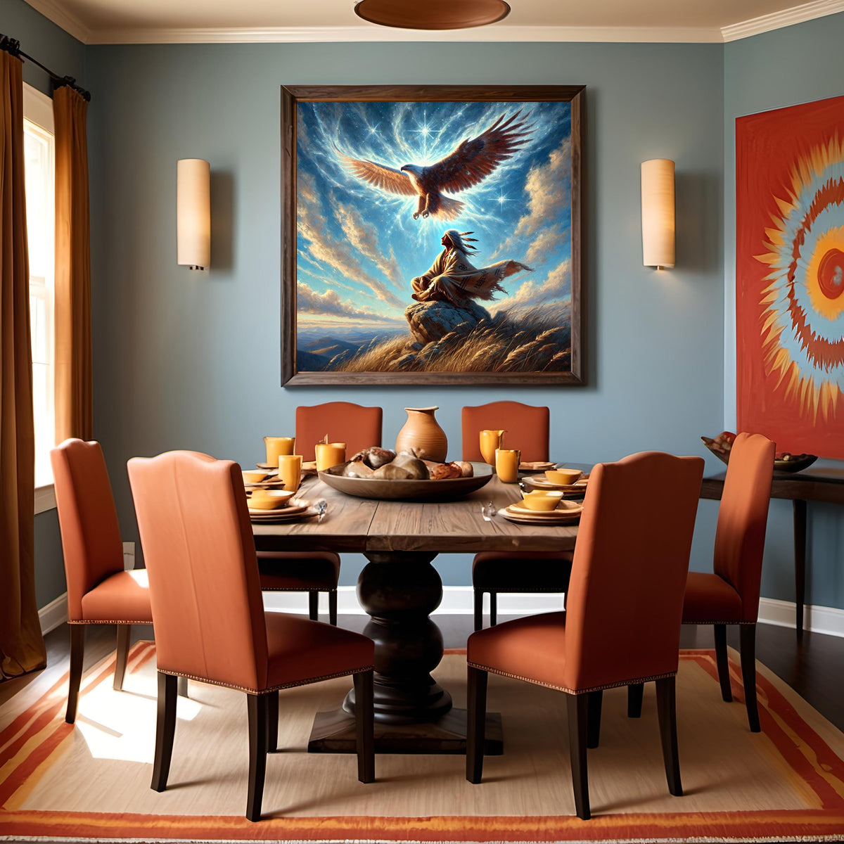 Eagle Spirit Vision Art Native American Wall Decor Spiritual Mountain Eagle Painting Digital Download Indigenous Guardian Artwork