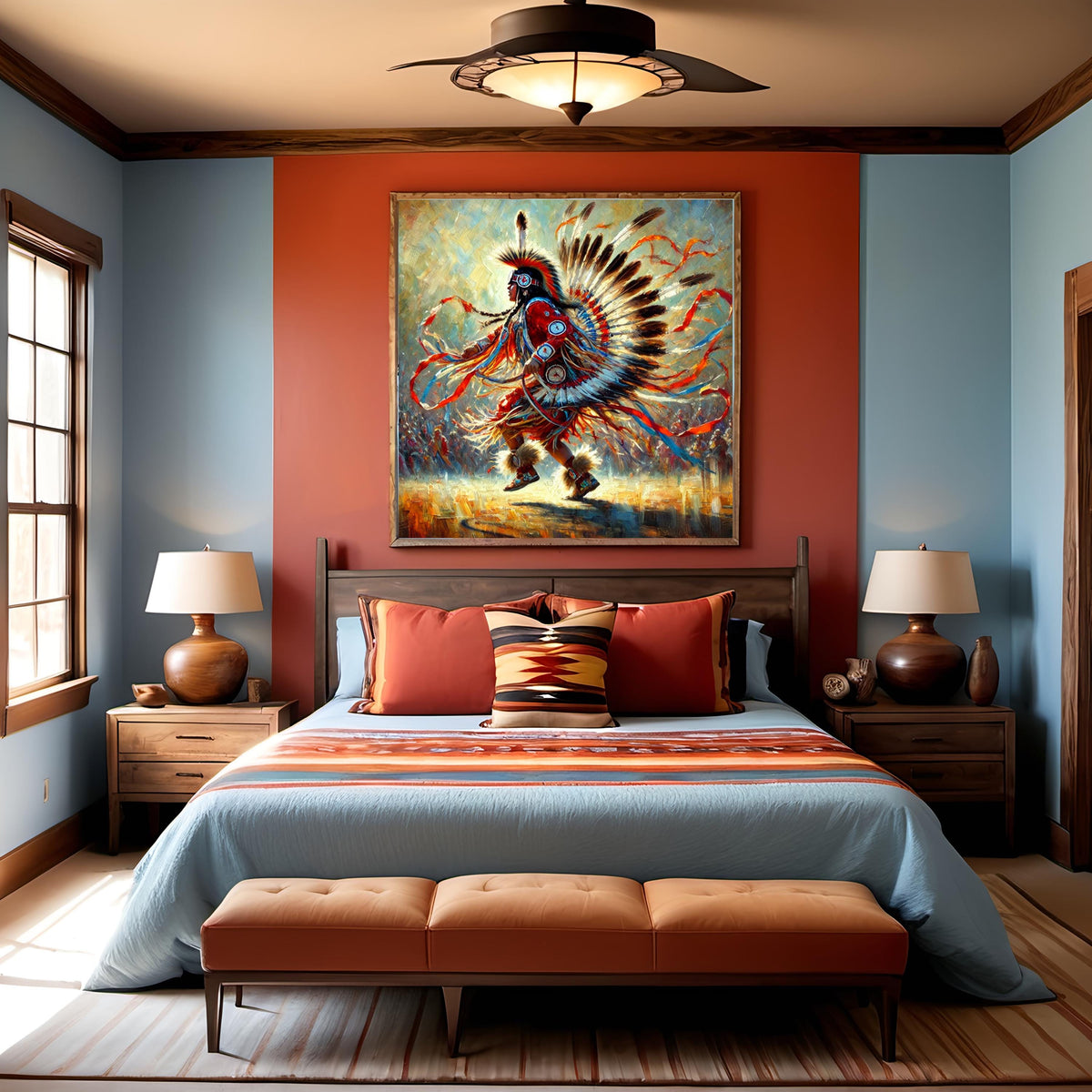 Powwow Dancer Portrait: Indigenous Eagle Dance, Spiritual Oil Painting Style (Digital Download)
