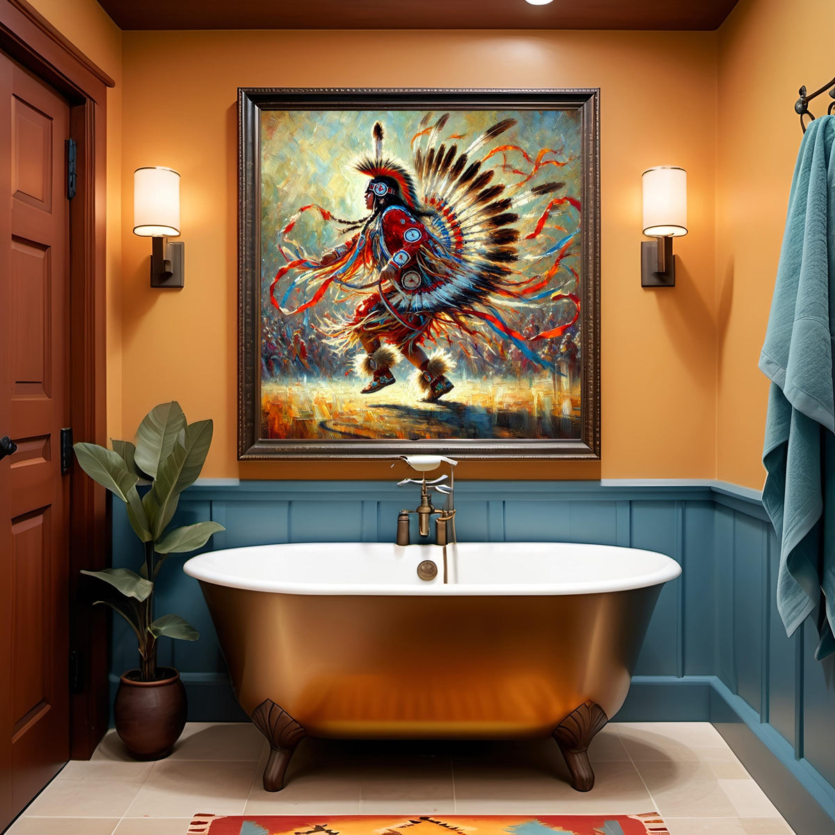 Powwow Dancer Portrait: Indigenous Eagle Dance, Spiritual Oil Painting Style (Digital Download)