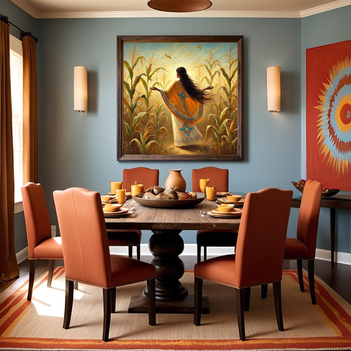 Corn Maiden Painting: Indigenous Woman, Golden Cornfield (Digital Download)