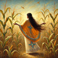 Corn Maiden Painting: Indigenous Woman, Golden Cornfield (Digital Download)