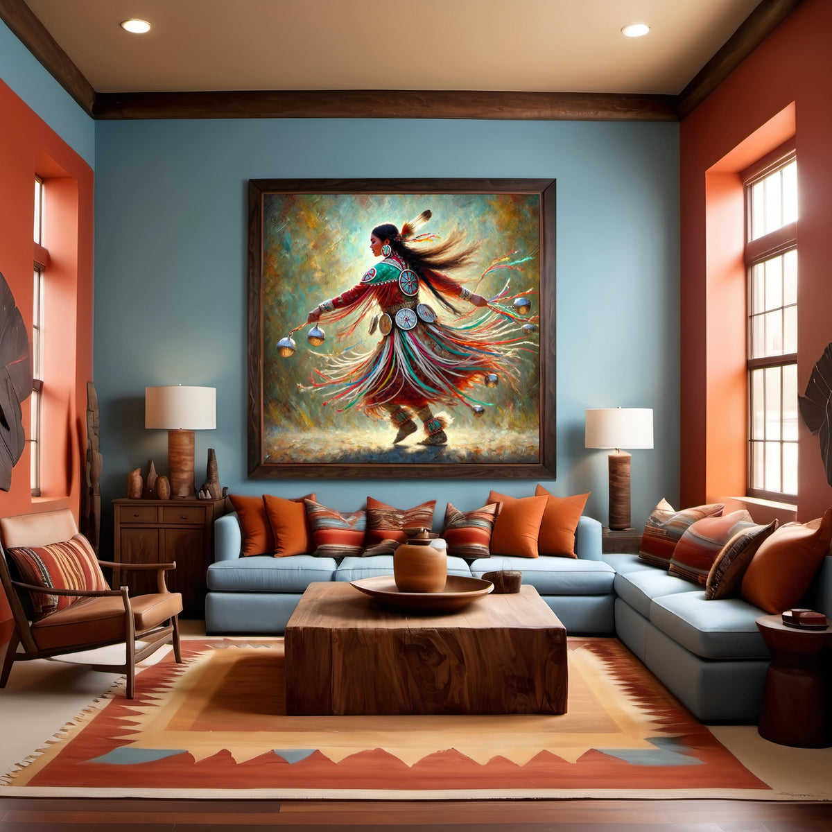 Jingle Dance Portrait: Indigenous Woman Art, Spiritual Oil Painting (Digital Download)