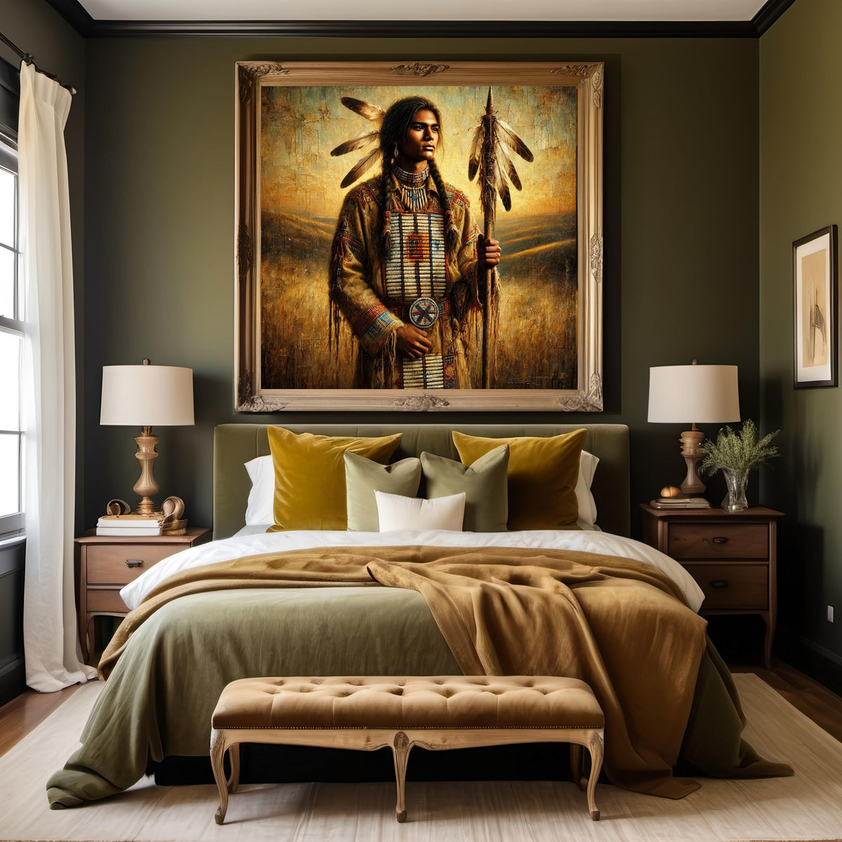 Indigenous Warrior Portrait: Vintage Style Spiritual Art (Digital Download)