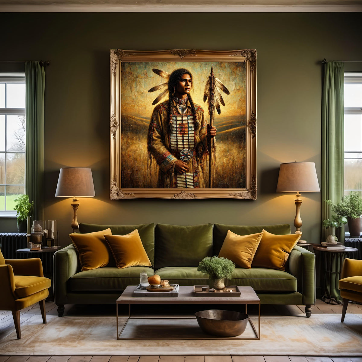 Indigenous Warrior Portrait: Vintage Style Spiritual Art (Digital Download)
