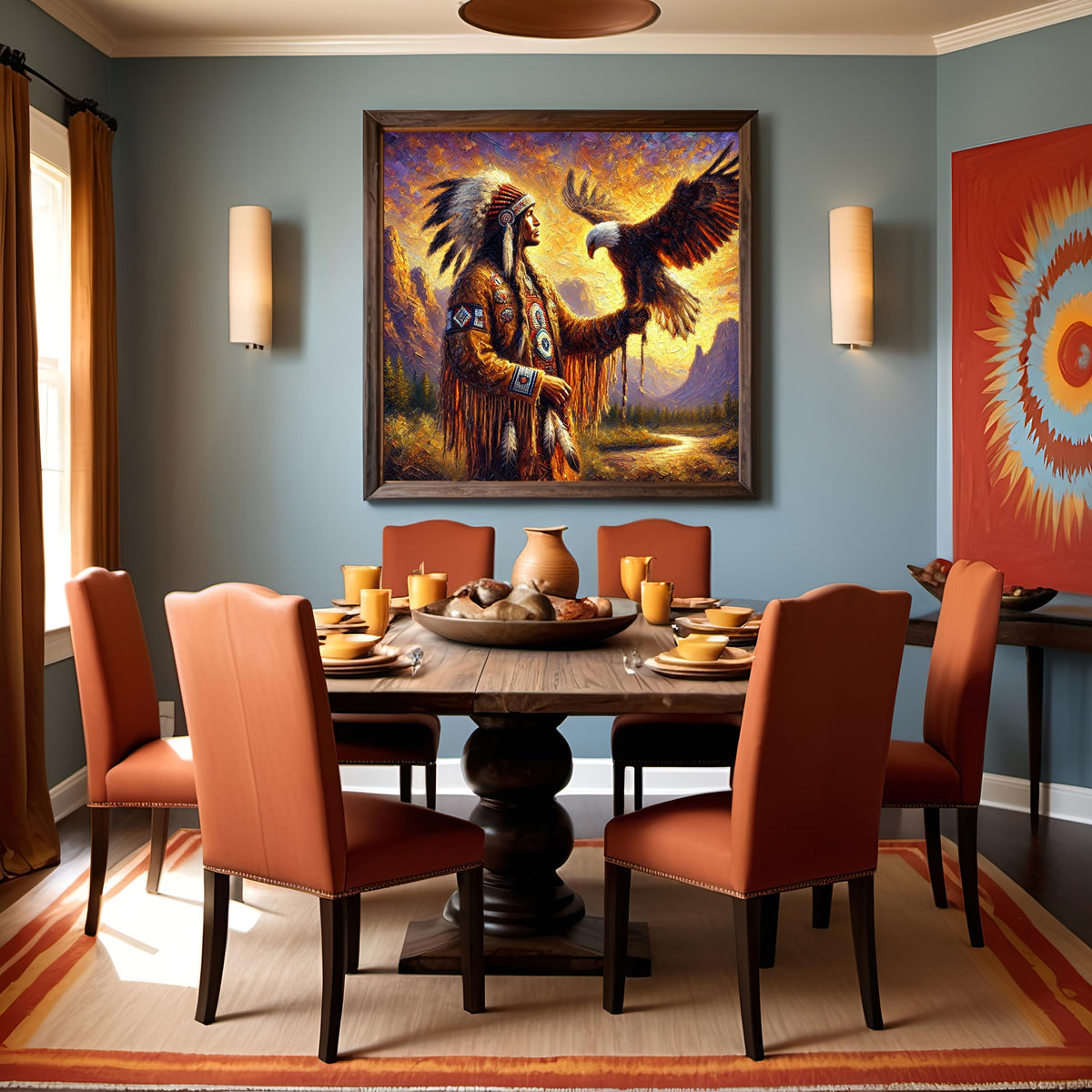 Native Elder and Eagle Art: Spiritual Western Decor (Digital Download)