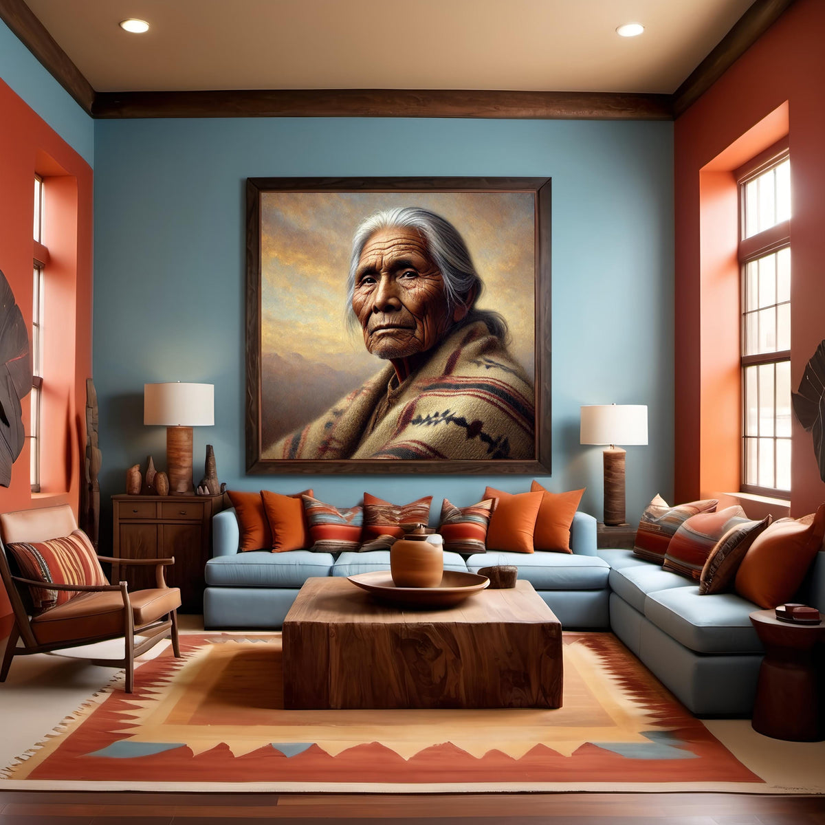 Indigenous Elder Portrait: Vintage Oil Painting Art Print (Digital Download)