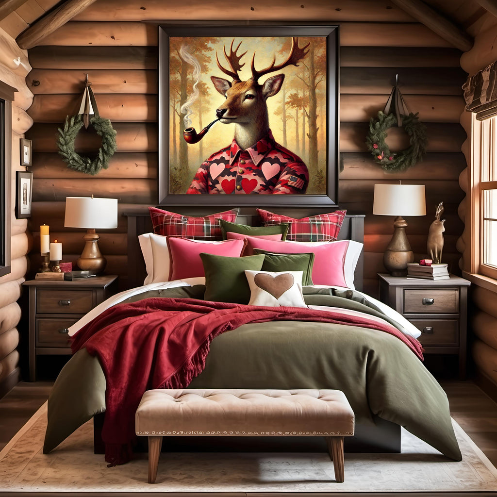 Funny Valentine Deer Portrait | Camo Heart Shirt, Hunter Lodge Decor (Digital Download)