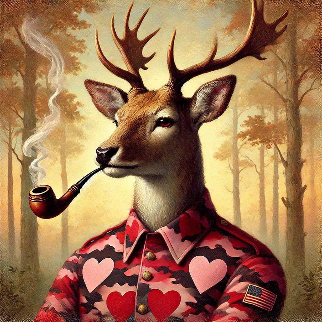 Funny Valentine Deer Portrait | Camo Heart Shirt, Hunter Lodge Decor (Digital Download)