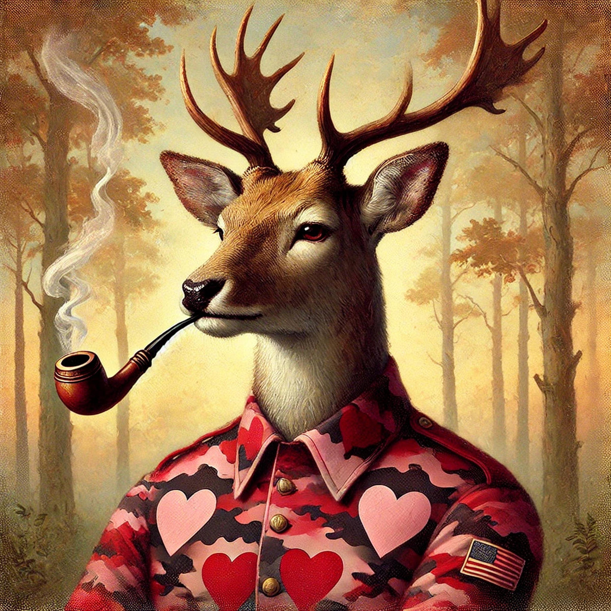 Funny Valentine Deer Portrait | Camo Heart Shirt, Hunter Lodge Decor (Digital Download)