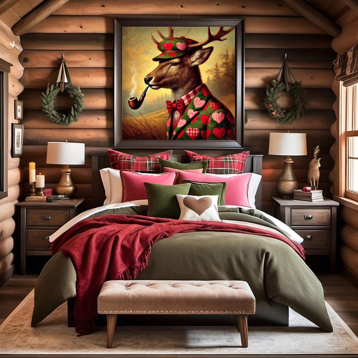Valentine Deer Art Print | Anthropomorphic Animal, Lodge Decor (Digital Download)