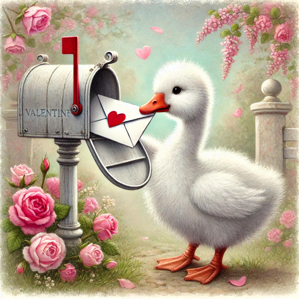 Goose Valentine Art Print | Vintage Storybook Love Letter (Digital Download)