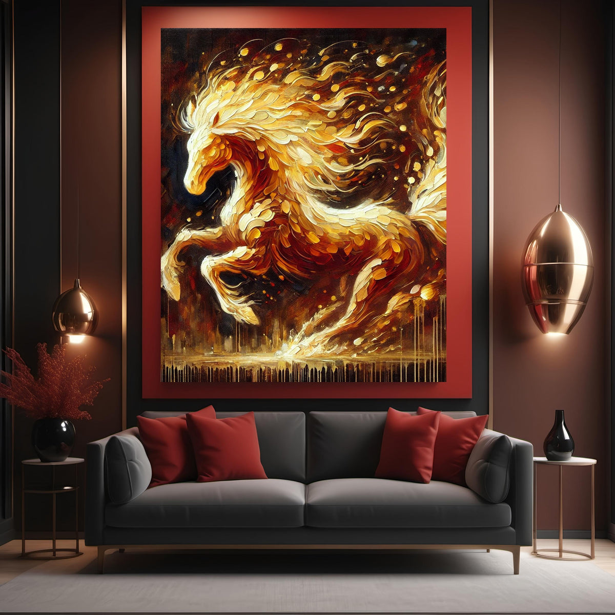 Fire Horse Art Print: Painterly New Year Prosperity Symbol (Digital Download)
