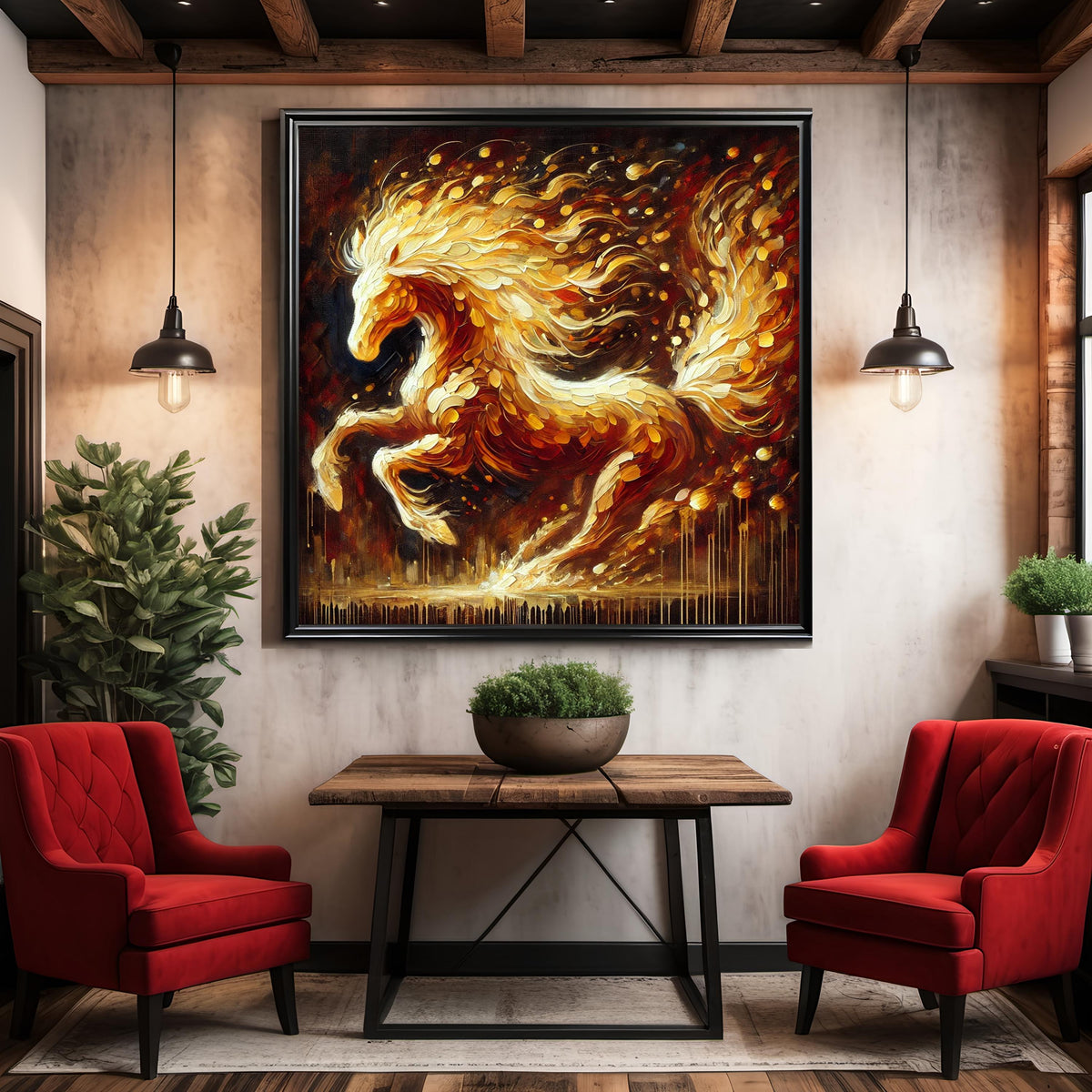Fire Horse Art Print: Painterly New Year Prosperity Symbol (Digital Download)