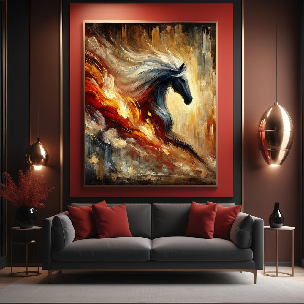 Abstract Fire Horse Art: Impressionist Energy Painting (Digital Download)