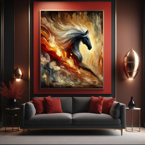 Abstract Fire Horse Art: Impressionist Energy Painting (Digital Download)