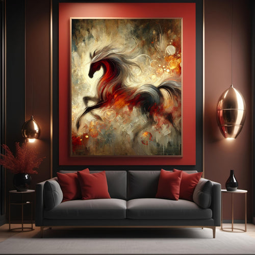 Abstract Fire Horse Art: Expressive Impressionist Painting (Digital Download)
