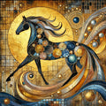 Klimt Inspired Gold Mosaic Horse Symbolic New Year Decor Digital Art (Digital Download)