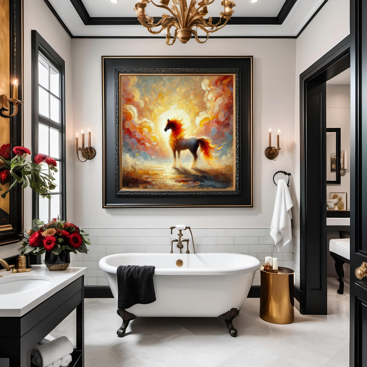 Fire Horse Art Print: Impressionist Lunar New Year Decor (Digital Download)