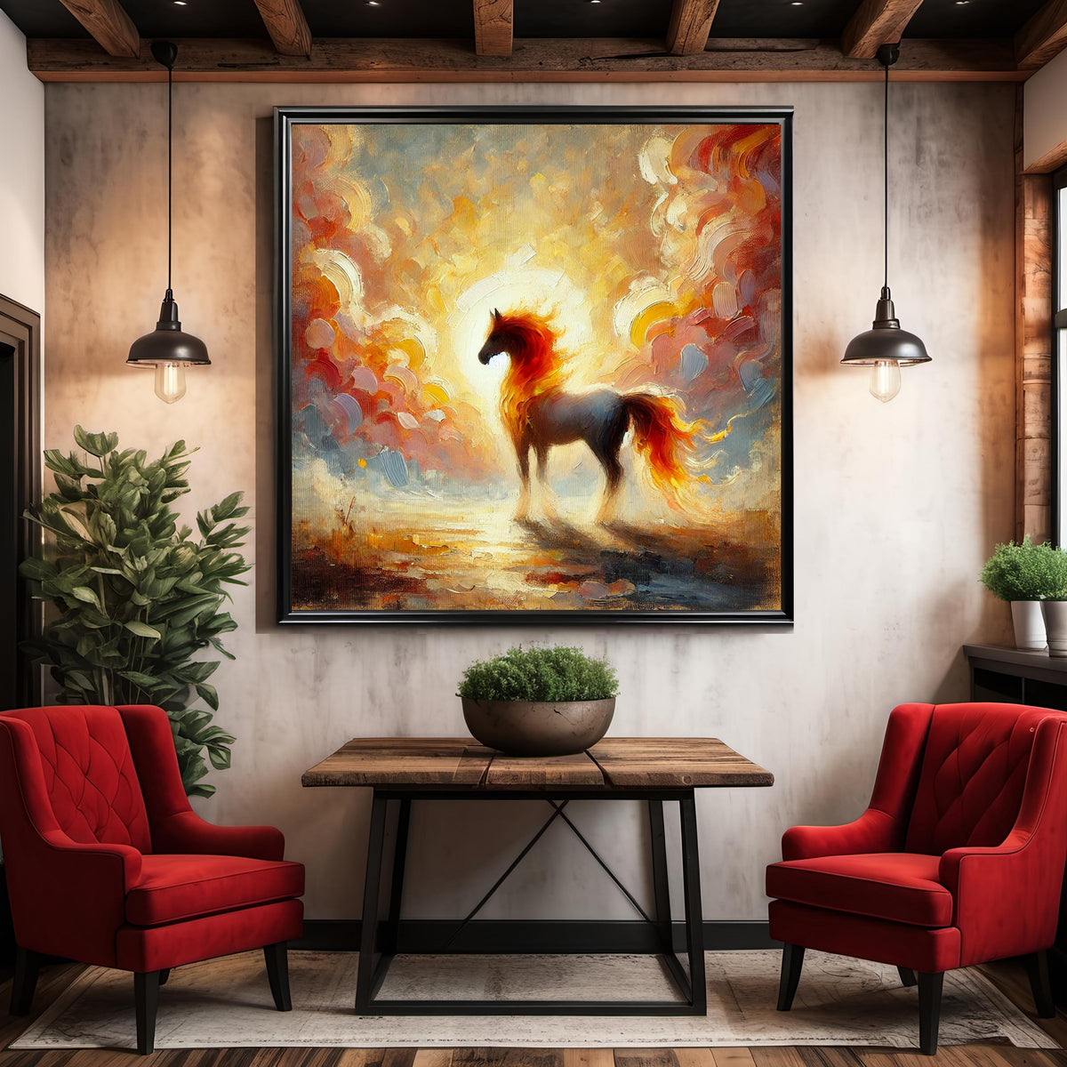 Fire Horse Art Print: Impressionist Lunar New Year Decor (Digital Download)
