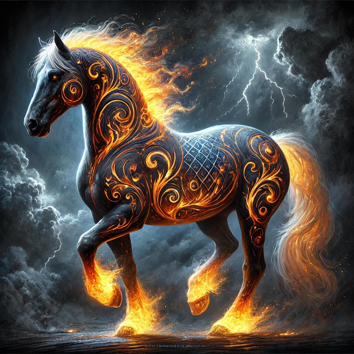 Fire Horse Lunar New Year Art | Chinese Zodiac Fantasy Print (Digital Download)