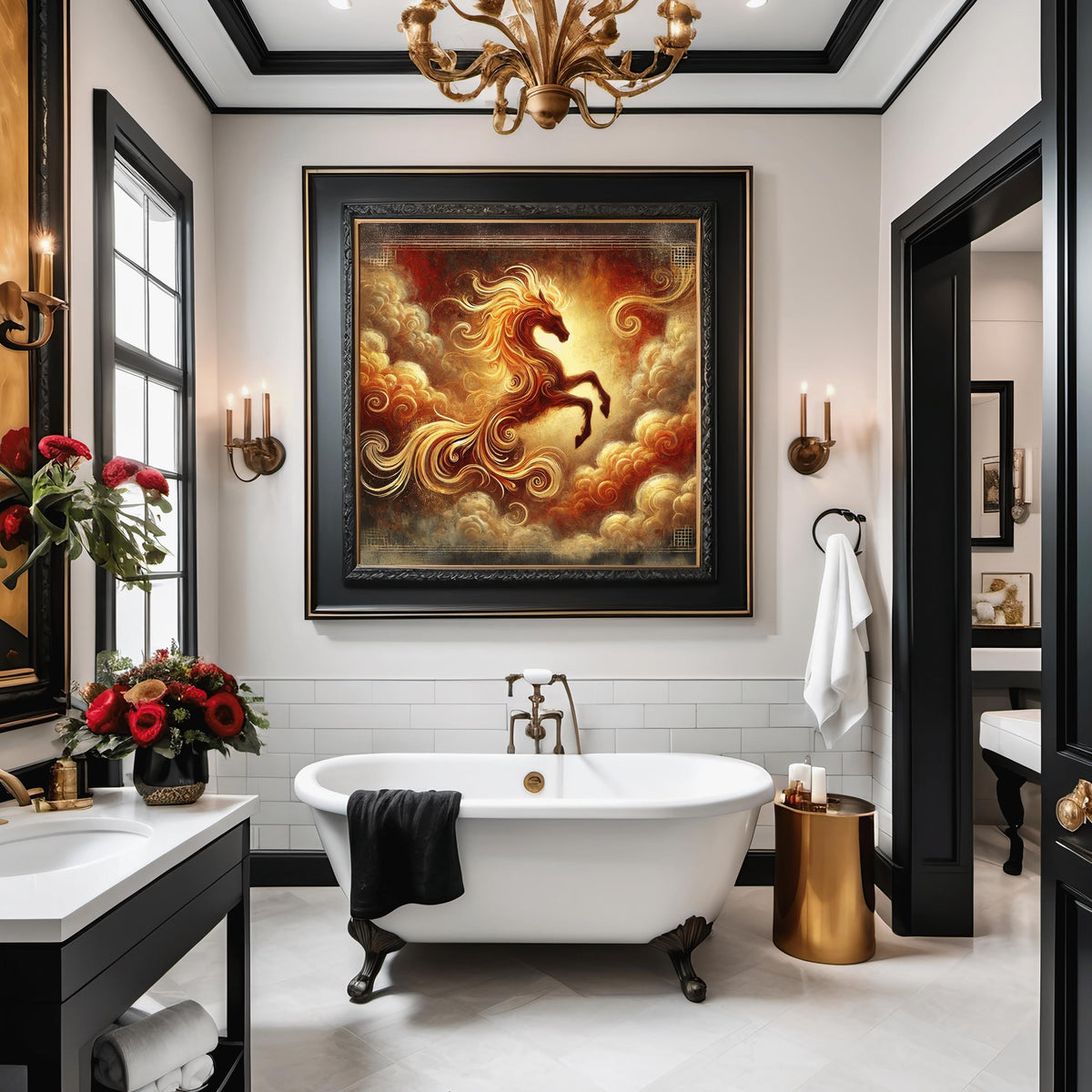 Fire Horse Lunar New Year Art Print, Chinese Zodiac Fantasy (Digital Download)
