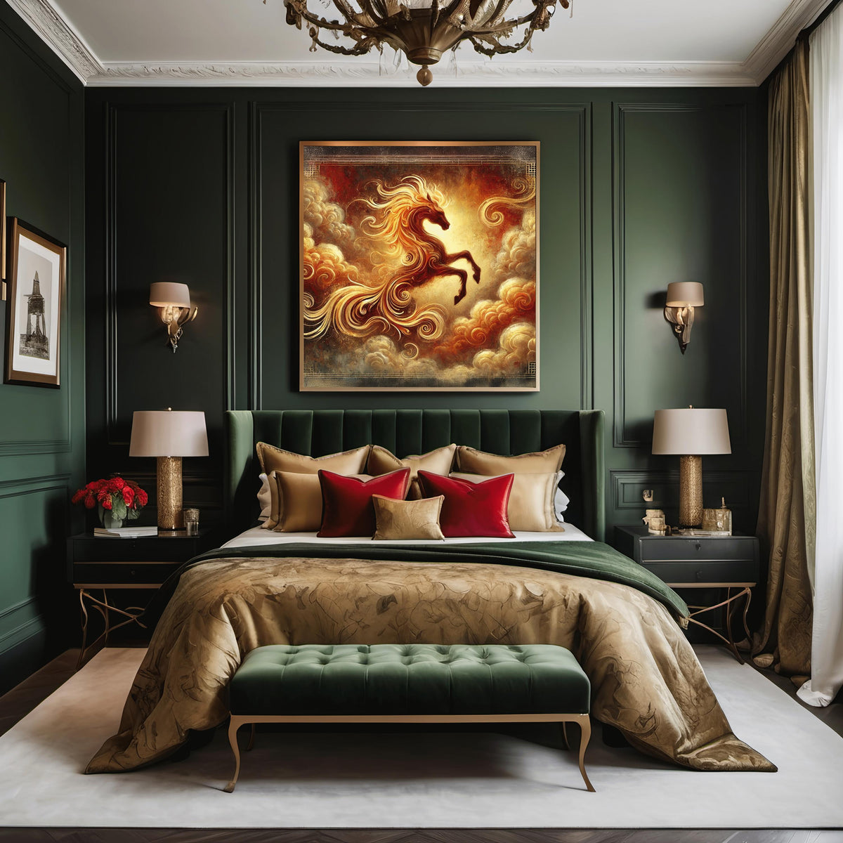 Fire Horse Lunar New Year Art Print, Chinese Zodiac Fantasy (Digital Download)