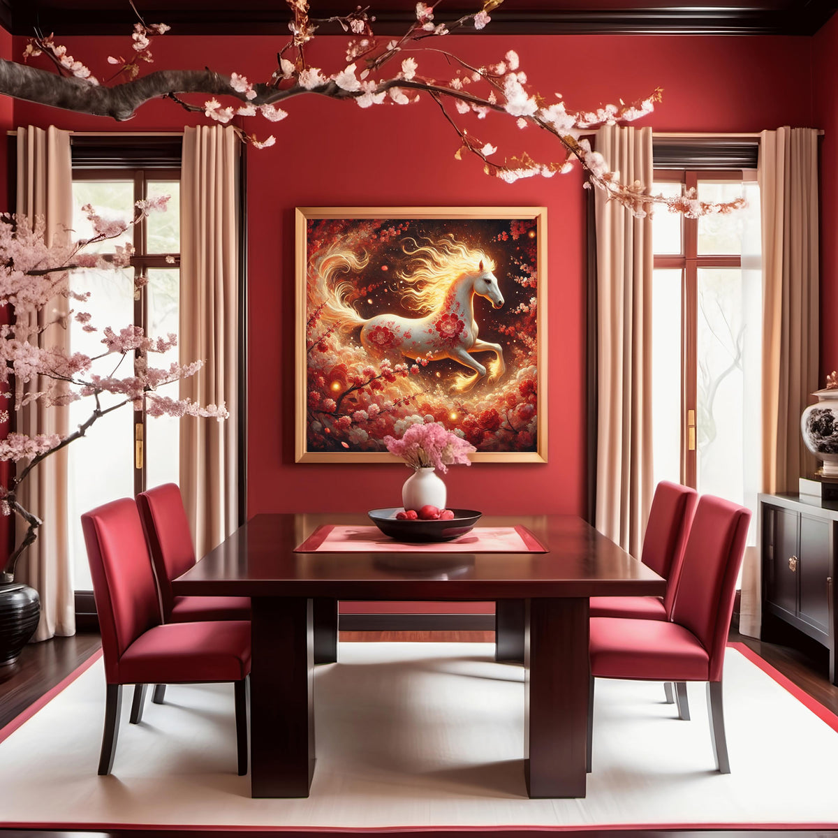Fire Horse Lunar New Year Art Print, Chinese Zodiac (Digital Download) 2