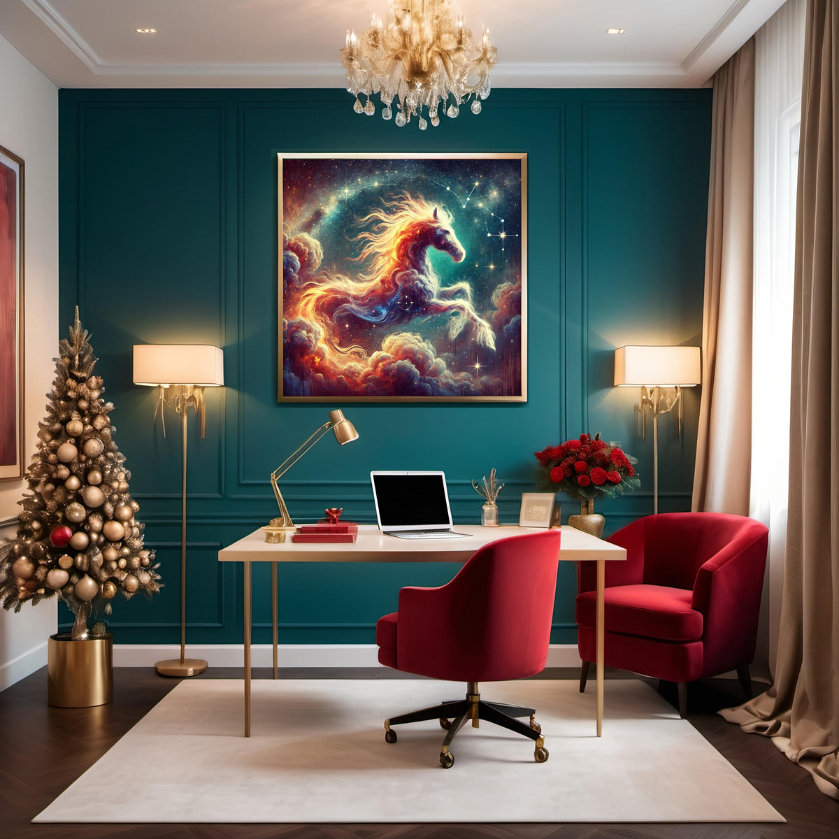 Celestial Fire Horse Art Print: Chinese Zodiac Astrology (Digital Download 4096x4096px PNG)