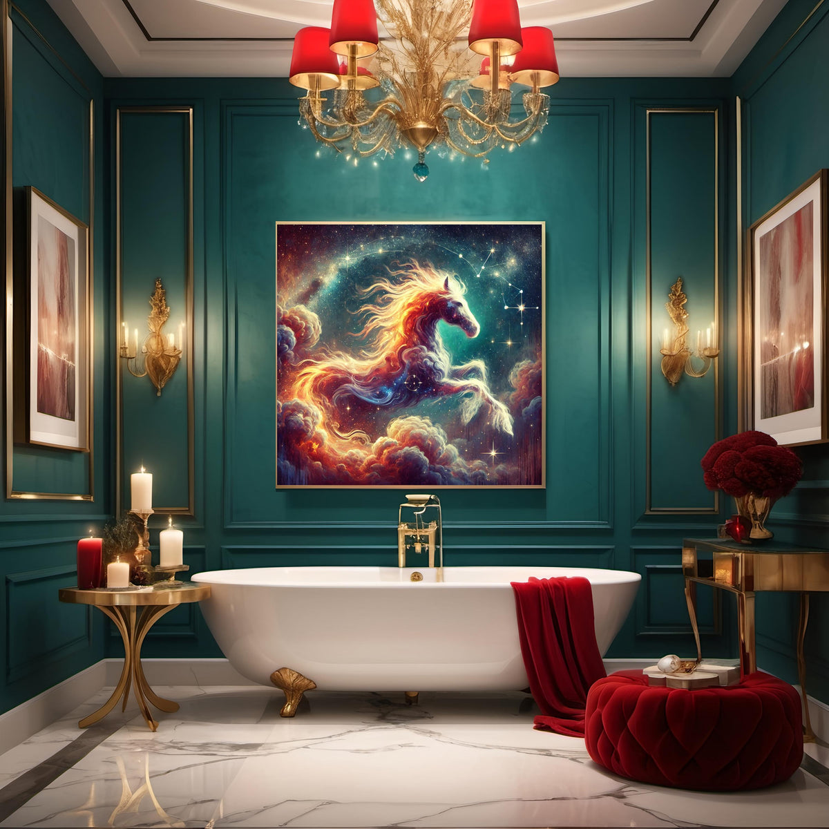 Celestial Fire Horse Art Print: Chinese Zodiac Astrology (Digital Download 4096x4096px PNG)