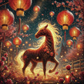 Fire Horse Lunar New Year Art Print, Chinese Zodiac (Digital Download)
