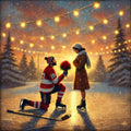 Hockey Proposal Art | Romantic Winter Ice Rink Scene (Digital Download)