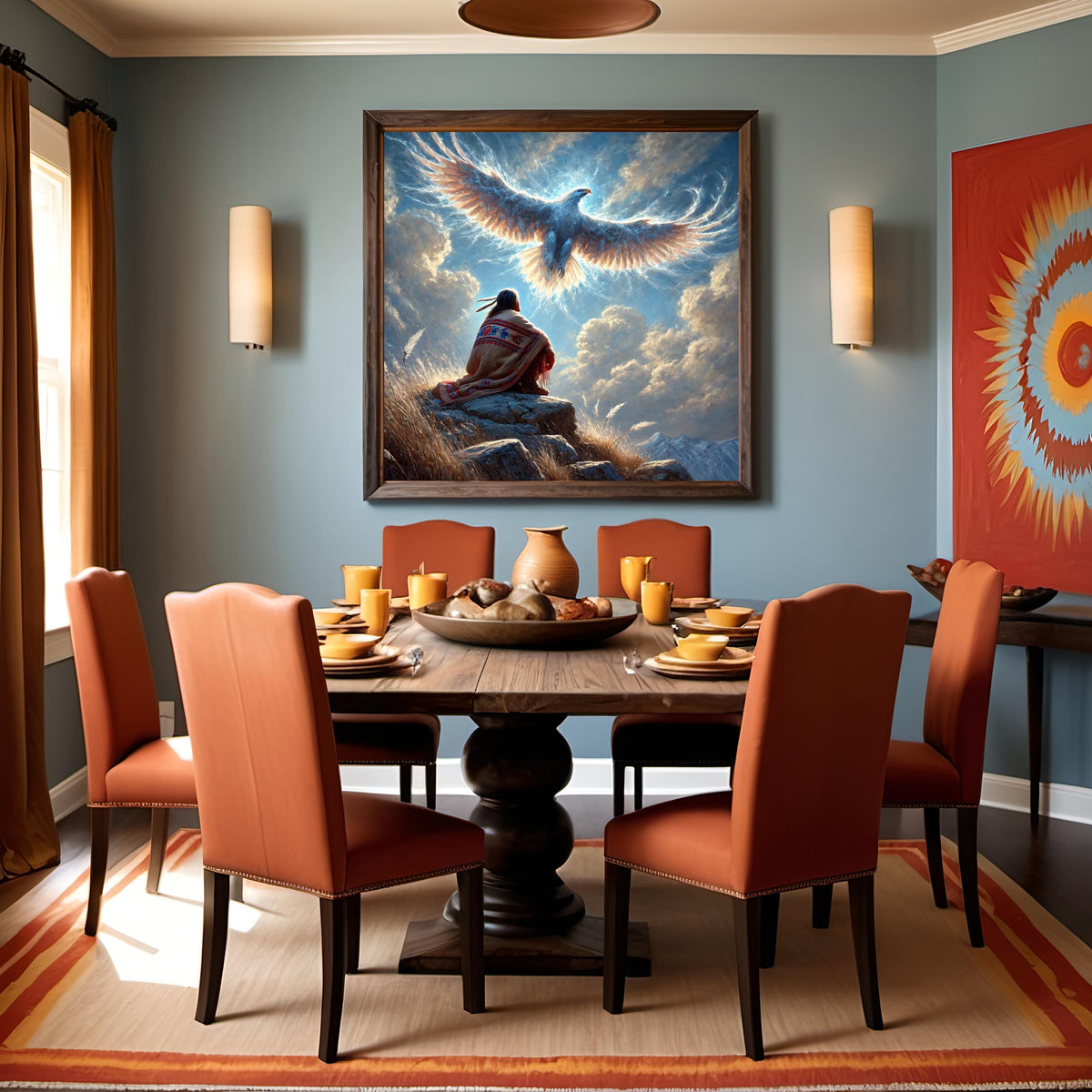 Indigenous Eagle Spirit Vision Oil Painting Native American Spiritual Wall Art Guardian Animal (Printable Digital Download)