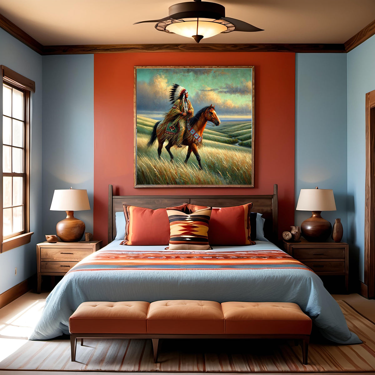Indigenous Horse Rider Oil Painting Digital Art Native American Heritage Wall Art Vintage Home Decor (Printable Digital Download)