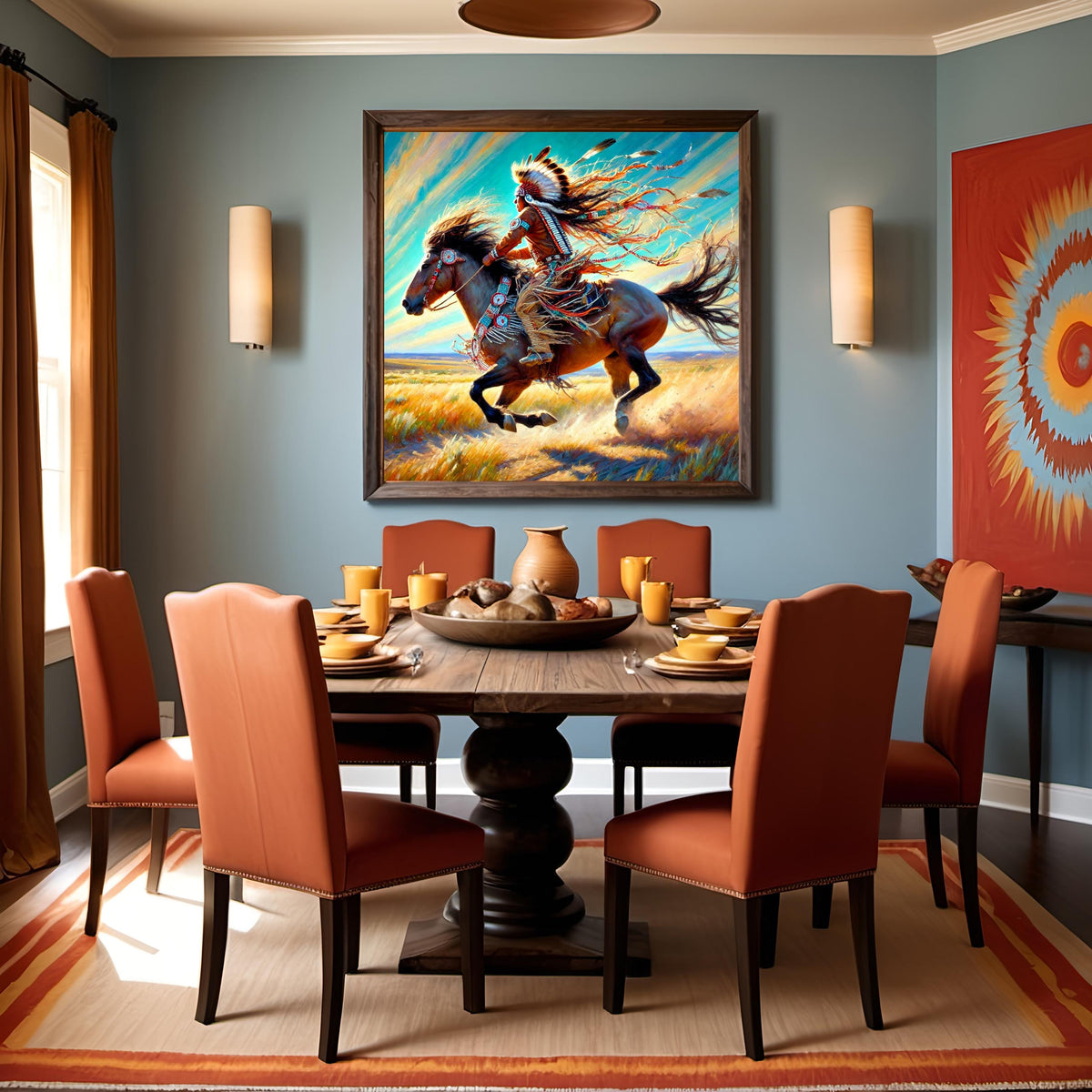 Indigenous Horse Rider Oil Painting Native American Warrior Spirit Digital Art (Printable Instant Download)