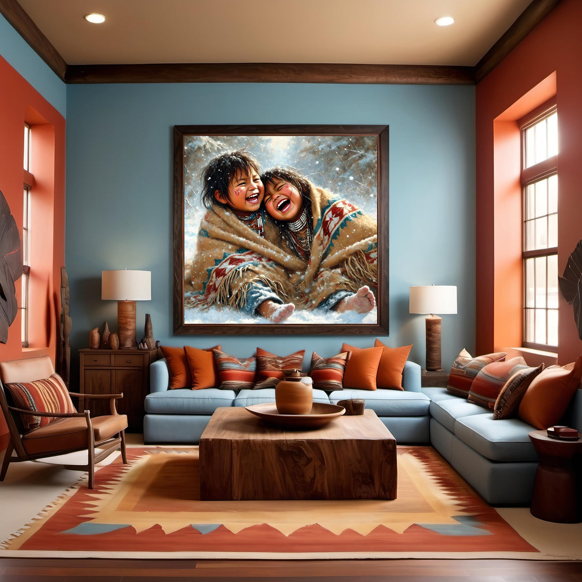 Indigenous Children Winter Joy Art Print (Digital Download)