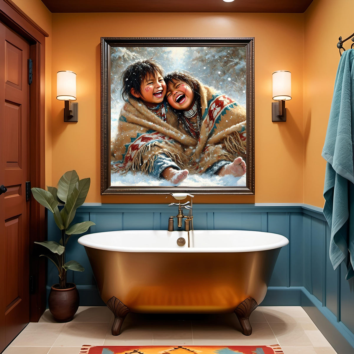 Indigenous Children Winter Joy Art Print (Digital Download)